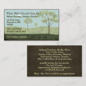 Folk Art Landschaft Primitive Amerikanische Bäume Visitenkarte (Vorne/Hinten)