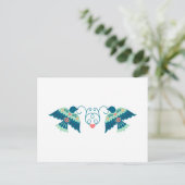 Folk Art Love Birds Postkarte (Stehend Vorderseite)