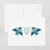 Folk Art Love Birds Postkarte (Vorne/Hinten)