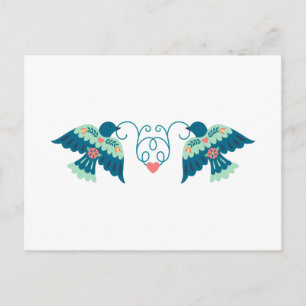 Folk Art Love Birds Postkarte