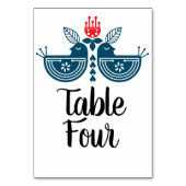 Folk Art Lovebirds Pair Tischnummer (Rückseite)