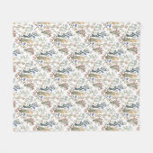 Folk Art Meadow & Blue Bird in Earth Tones Fleecedecke (Vorderseite (Horizontal))