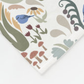 Folk Art Meadow & Blue Bird in Earth Tones Fleecedecke (Ecke)