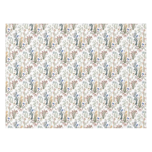 Folk Art Meadow & Blue Bird in Earth Tones Tischdecke (Vorderseite (Horizontal))