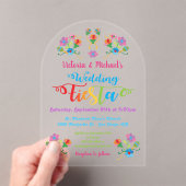 Folk Art Mexican Fiesta Akronylic Wedding Einladun Acryleinladungen (Insitu (Handheld))