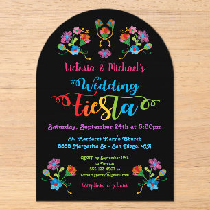 Folk Art Mexican Fiesta Akronylic Wedding Einladun Acryleinladungen