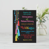 Folk Art Mexican Fiesta Wedding Einladung (Stehend Vorderseite)