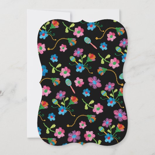 Folk Art Mexican Fiesta Wedding Einladung (Rückseite)