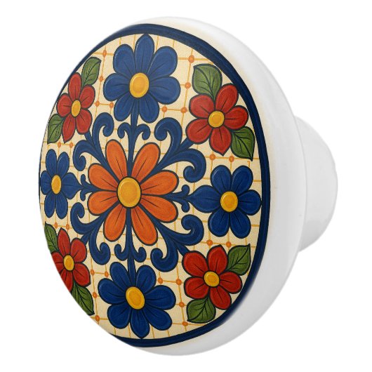 Folk Art Mexican Talavera Floral Keramik Knob Keramikknauf (Rechts)