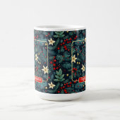 Folk Art Mistletoe Holly Berries Weihnachtsfest Fo Kaffeetasse (Mittel)