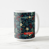 Folk Art Mistletoe Holly Berries Weihnachtsfest Fo Kaffeetasse (VorderseiteRechts)