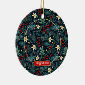 Folk Art Mistletoe Holly Berries Weihnachtsfest Fo Keramik Ornament (Rechts)