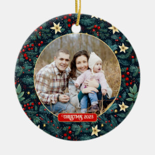 Folk Art Mistletoe Holly Berries Weihnachtsfest Fo Keramik Ornament