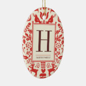 Folk Art Monogram & Foto Holiday Ornament (Rechts)