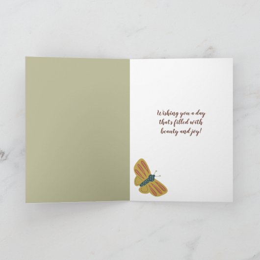 Folk Art Moths Butterfets Custom Message Karte (Innenseite)