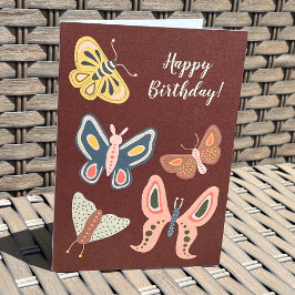 Folk Art Moths Butterfets Custom Message Karte