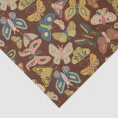 Folk Art Moths Schmetterlinge Pink Blue Brown Seidenpapier (Detail)