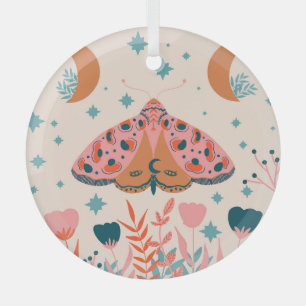 Folk Art Moths: Vintage Illustration Ornament Aus Glas