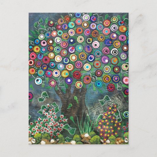 FOLK ART My Favorite Tree by LORI EVERETT Postkart Postkarte (Vorderseite)