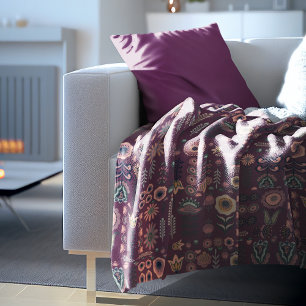 Folk Art Nahtloses Muster Fleecedecke