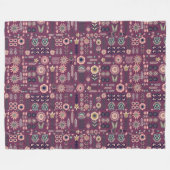 Folk Art Nahtloses Muster Fleecedecke (Vorderseite (Horizontal))