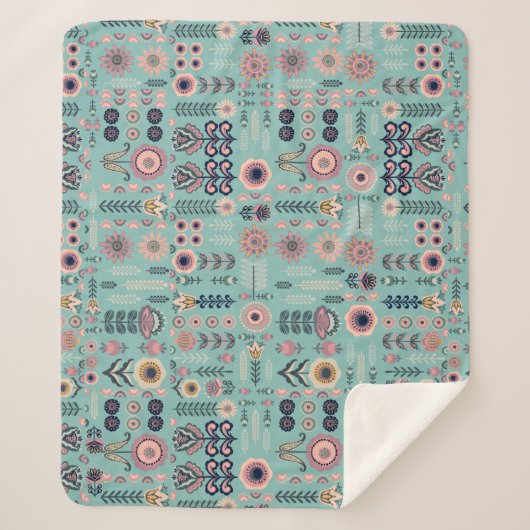 Folk Art Nahtloses Muster Sherpadecke (Vorderseite)