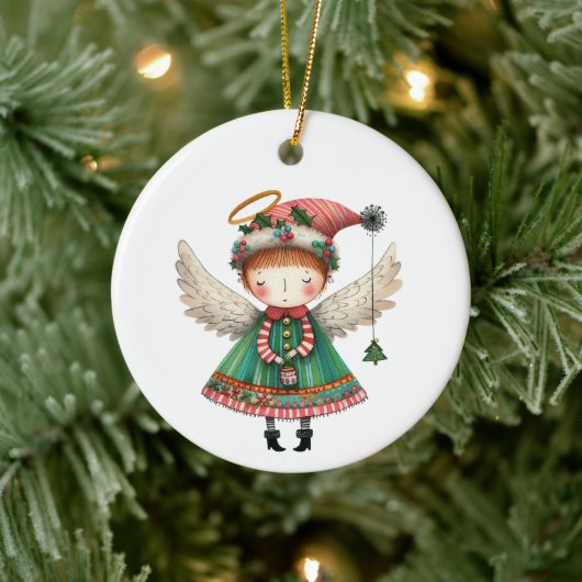 Folk Art Niedlich Angel Keramik Ornament (Baum)