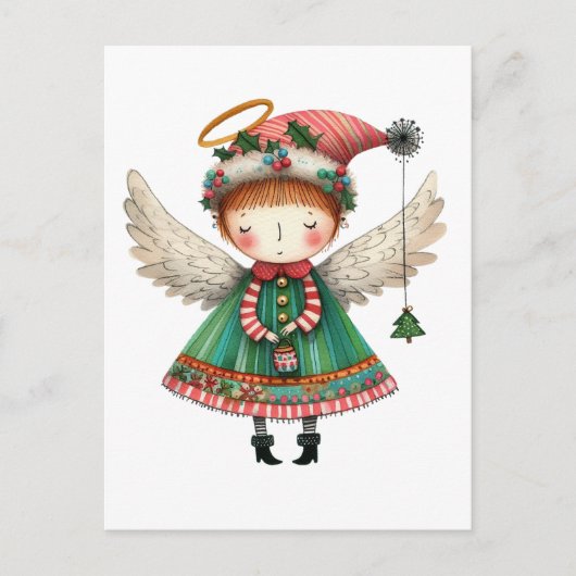 Folk Art Niedlich Angel Postkarte (Vorderseite)