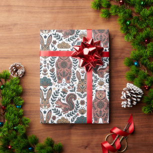 Folk Art Nordic Bär Kaninchen Geschenkpapier