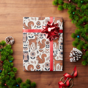 Folk Art Nordic-Hirsch-Eule-Geschenkpapier Geschenkpapier