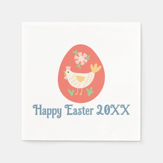 Folk Art Ostereier Hühnchen Serviette (Vorderseite)