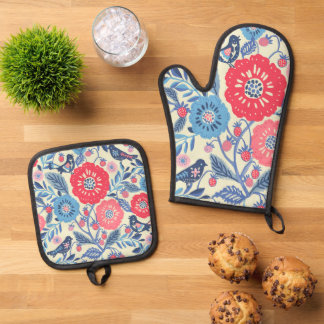 Folk Art Oven Mitte Ofenhandschuh & Topflappen-Set