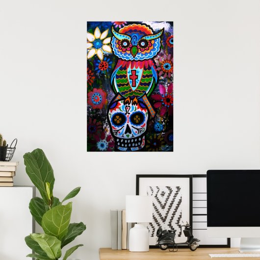 FOLK ART OWL DAY OF THE TOT MALING POSTER (Heimbüro)
