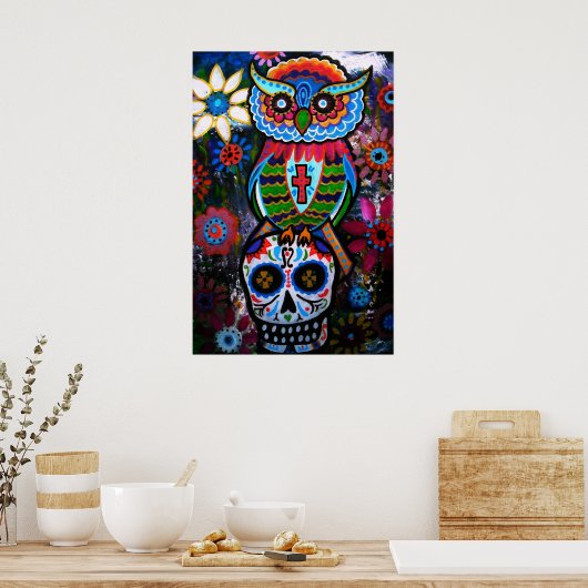 FOLK ART OWL DAY OF THE TOT MALING POSTER (Küche)