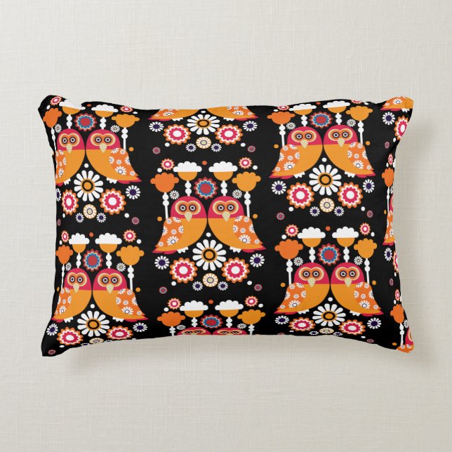 Folk Art Owl Dekokissen (Vorderseite)