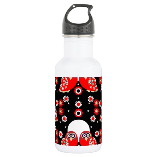 Folk Art Owl Edelstahlflasche (Vorderseite)