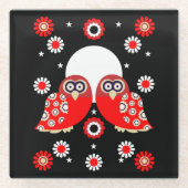 Folk Art Owl Glasuntersetzer (Vorderseite)