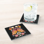 Folk Art Owl Glasuntersetzer (Schrägansicht)