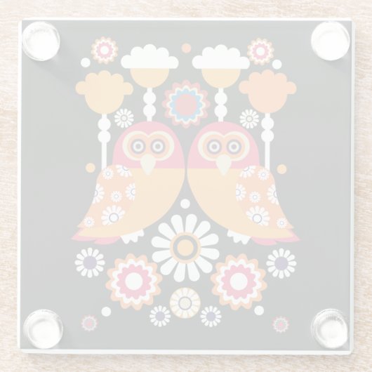 Folk Art Owl Glasuntersetzer (Rückseite)