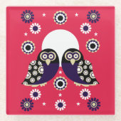 Folk Art Owl Glasuntersetzer (Vorderseite)
