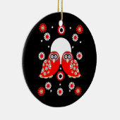 Folk Art Owl Keramik Ornament (Rechts)
