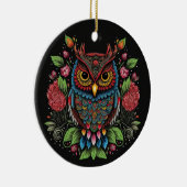 Folk Art Owl Keramik Ornament (Rechts)