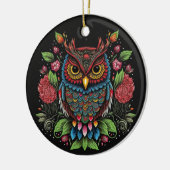 Folk Art Owl Keramik Ornament (Links)