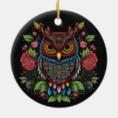 Folk Art Owl Keramik Ornament (Hinten)