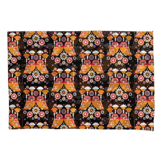 Folk Art Owl Kissenbezug (Vorderseite-Links)