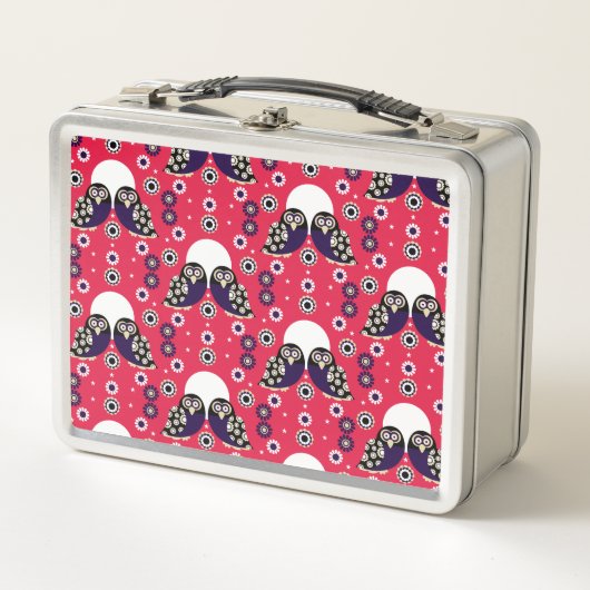 Folk Art Owl Metall Brotdose (Vorderseite)