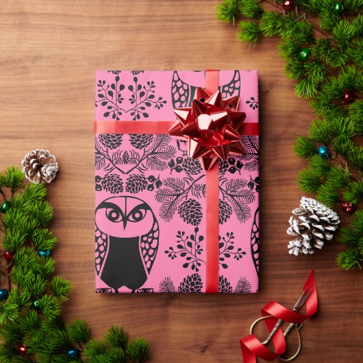 Folk Art Owl Prints Geschenkpapier (Feiertagsgeschenk)