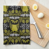 Folk Art Owl Prints Geschirrtuch (Viertel Falte)