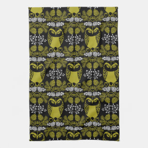 Folk Art Owl Prints Geschirrtuch
