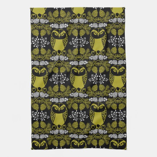 Folk Art Owl Prints Geschirrtuch (Vertikal)